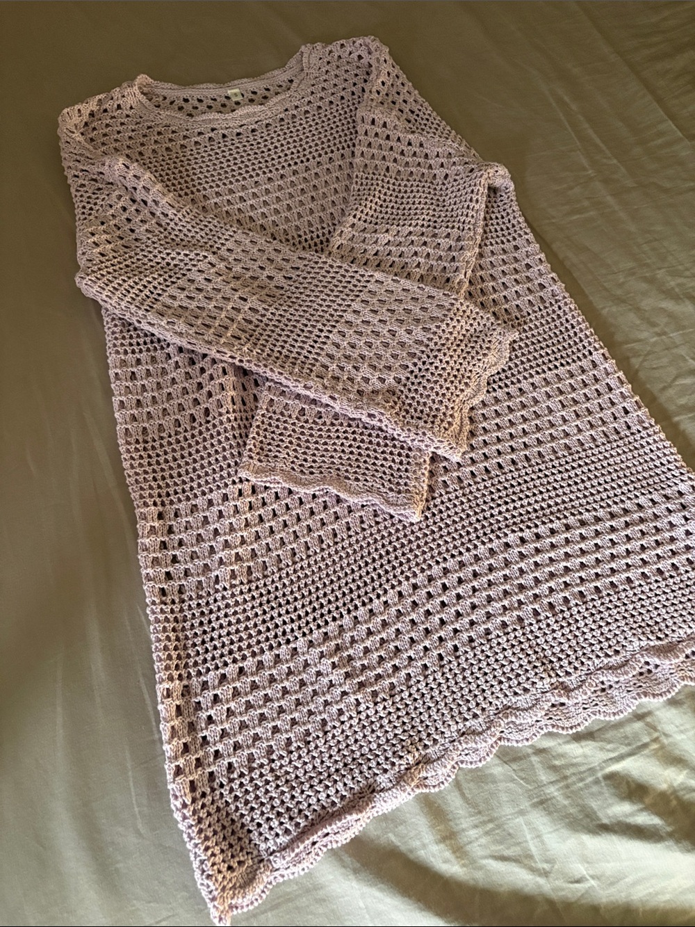 Light Lavender Crochet Knit Women's Swim Cover Up